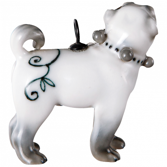 MEISSEN®-PUG GREEN ORNAMENTS WITH GREY PAINTING