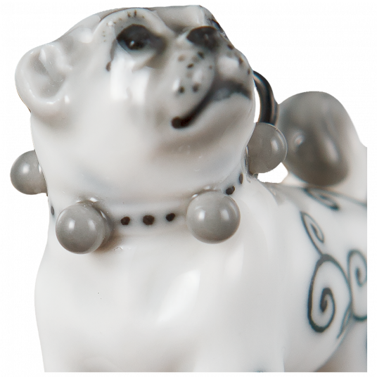 MEISSEN®-PUG GREEN ORNAMENTS WITH GREY PAINTING
