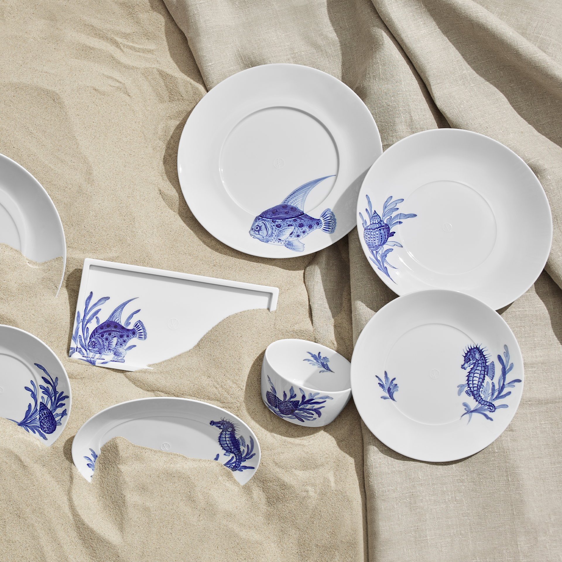 MEISSEN® COSMOPOLITAN BLUE TREASURES DINNER PLATE SEA SHELL