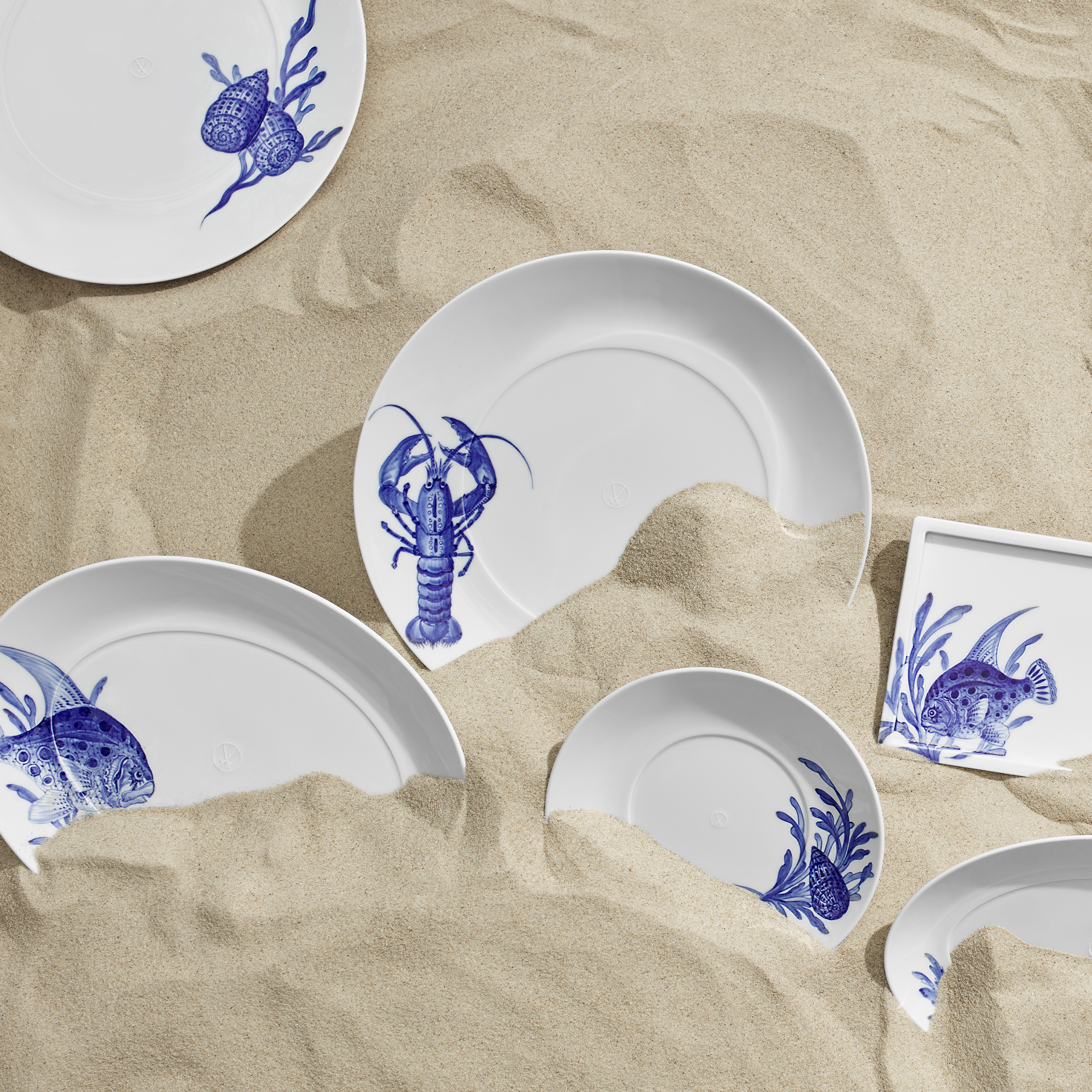 MEISSEN® COSMOPOLITAN BLUE TREASURES GOURMET PLATE, DEEP, SEA SHELL