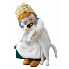 고양이와 함께 있는 아이 피규린