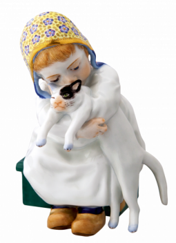 고양이와 함께 있는 아이 피규린