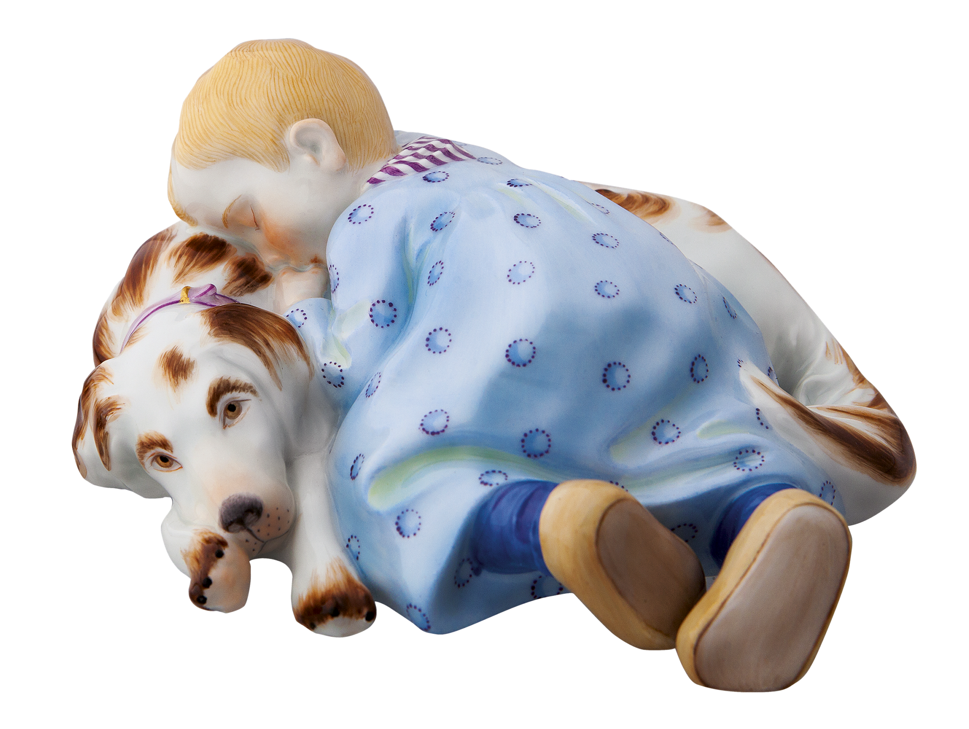 강아지와 잠든 아이 피규린