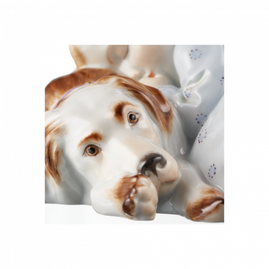 강아지와 잠든 아이 피규린