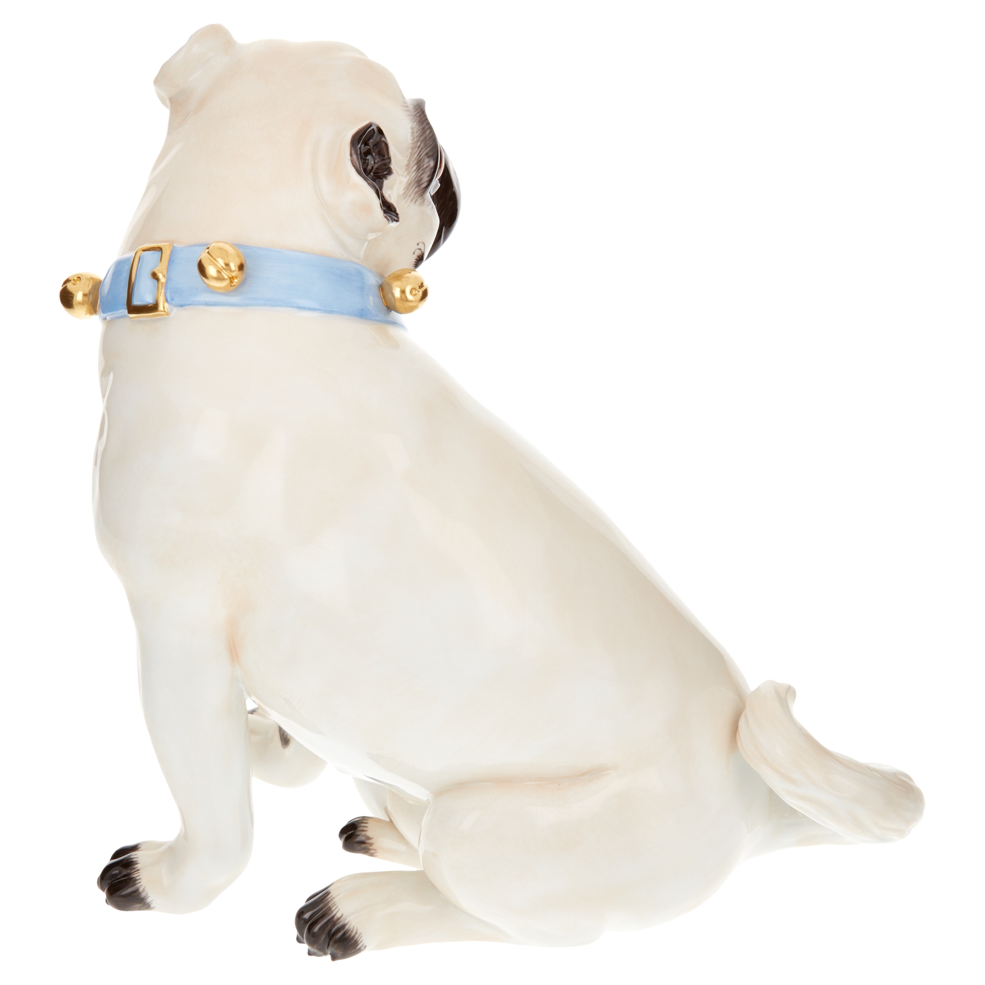 Pug with bell,Coloured,with gold