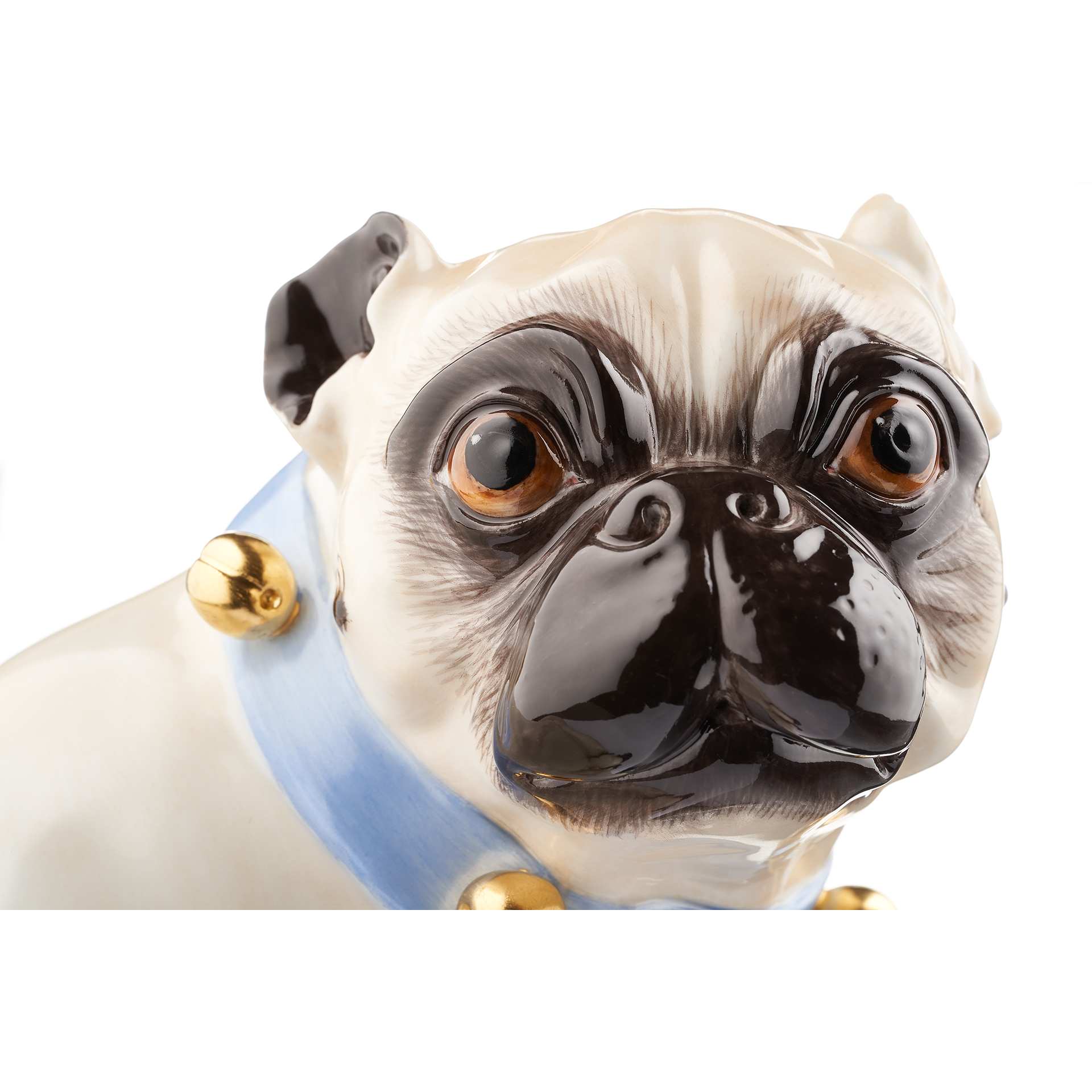Pug with bell,Coloured,with gold