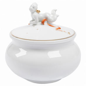 BOX, COLOURED, WITH GOLD, LIGHT, H 13 CM