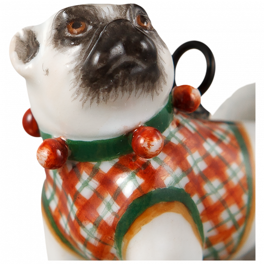 ANIMAL PENDANT MEISSEN® PUG BLANKET GREEN/RED CHECKERED