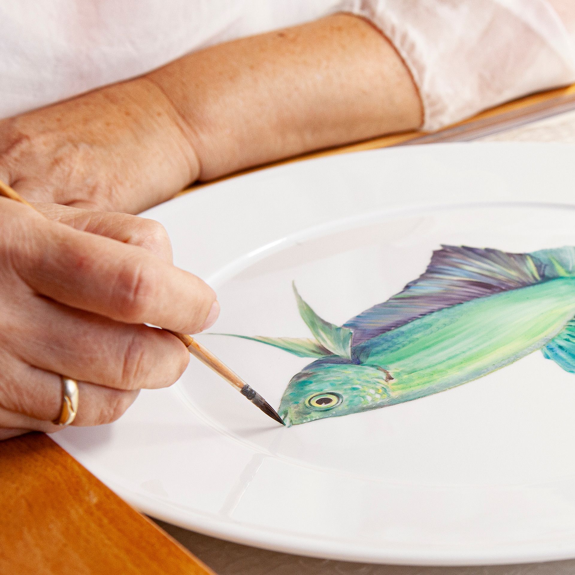 LIMITED EDITION 2021 WALL PLATE, GREEN FIGHTING FISH