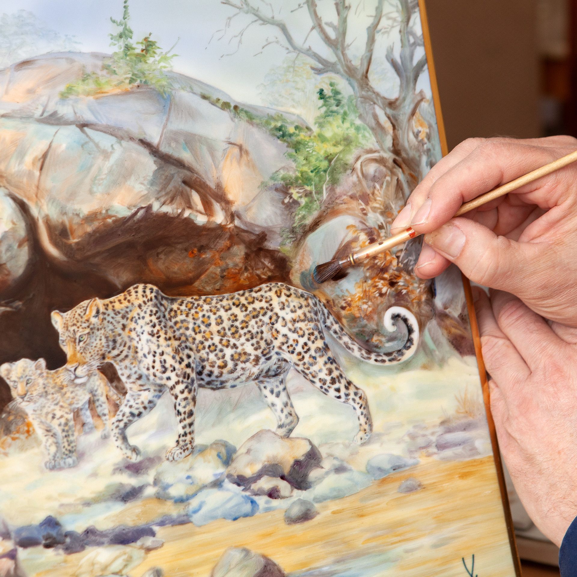 LIMITED MASTERWORKS 2021 WALL PAINTING, LEOPARDESS BY THE WATER