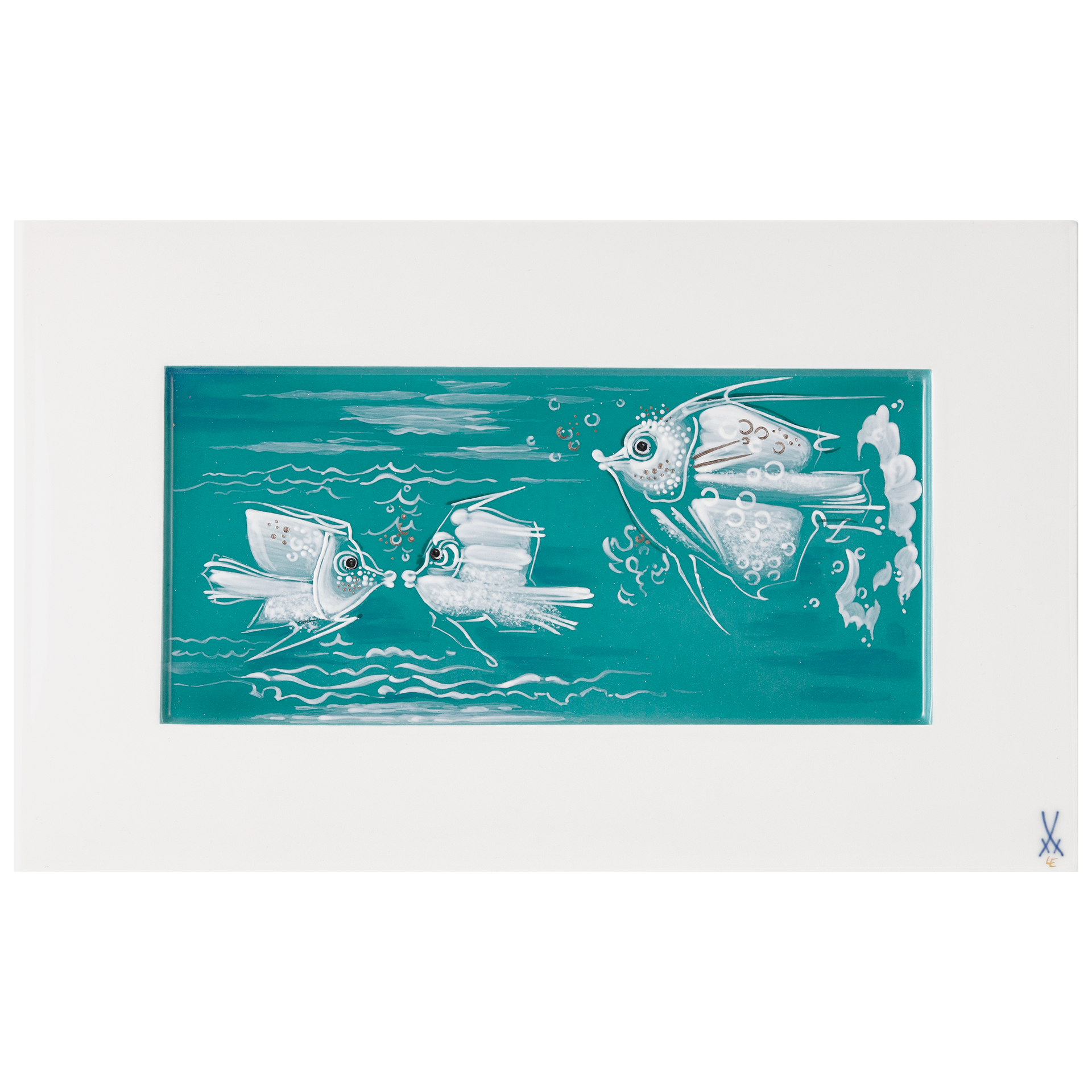 LIMITED EDITION 2021 WALL PAINTING, FISH-FLIRT IN TURKIS