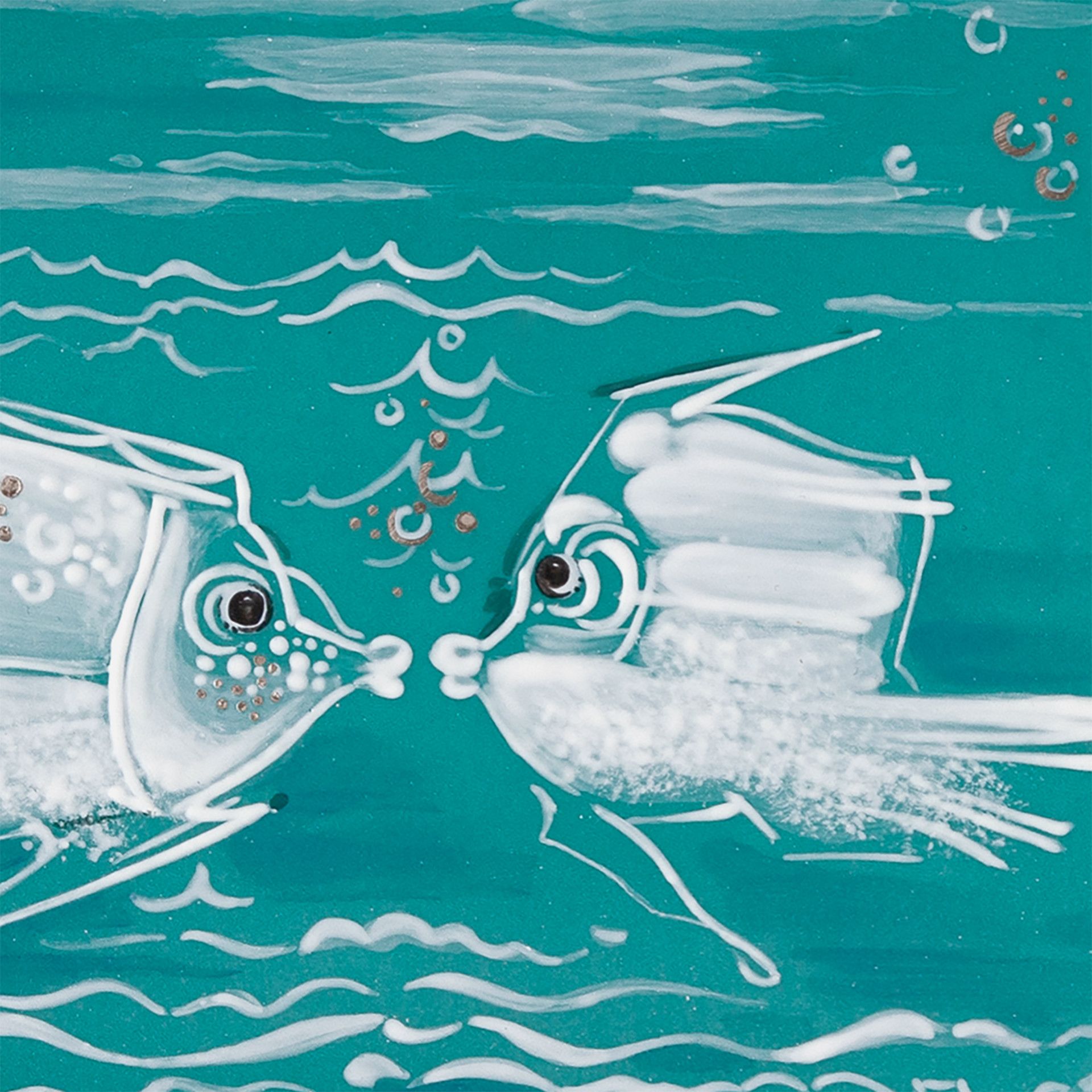 LIMITED EDITION 2021 WALL PAINTING, FISH-FLIRT IN TURKIS