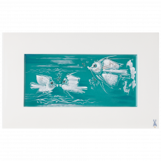 LIMITED EDITION 2021 WALL PAINTING, FISH-FLIRT IN TURKIS