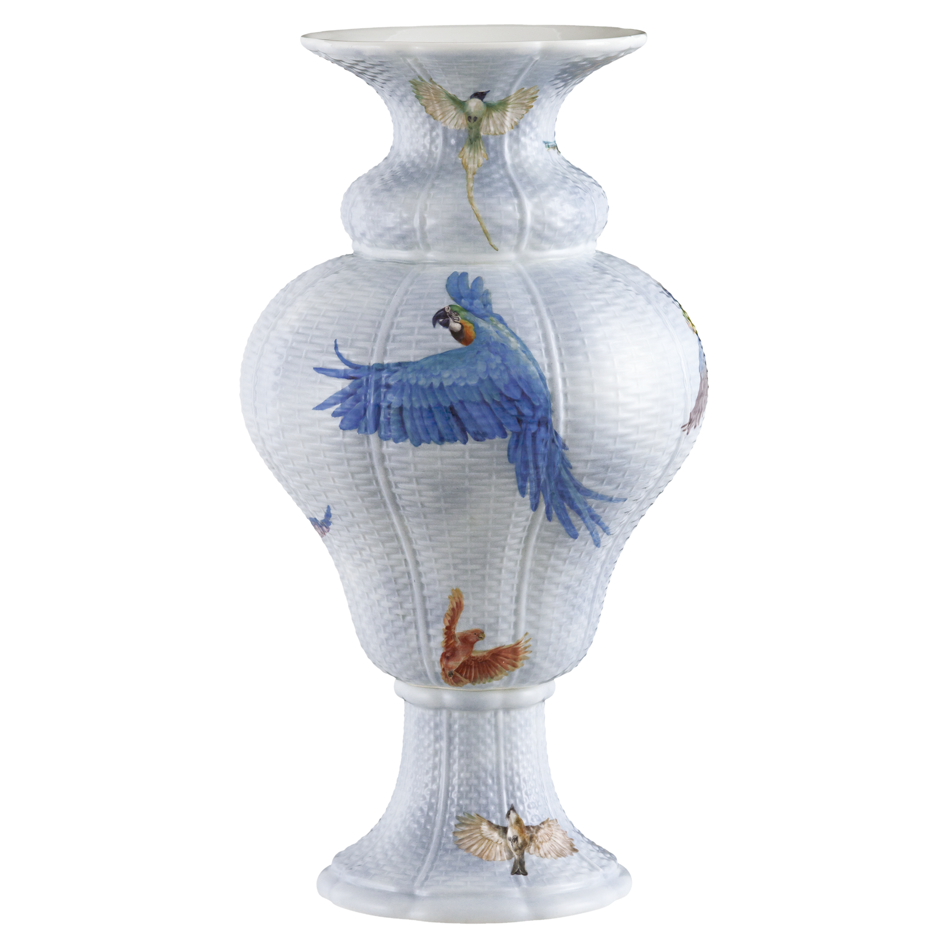 LIMITED MASTERWORKS 2020 BASKET-WEAVE VASE, "FLOCK OF BIRDS"