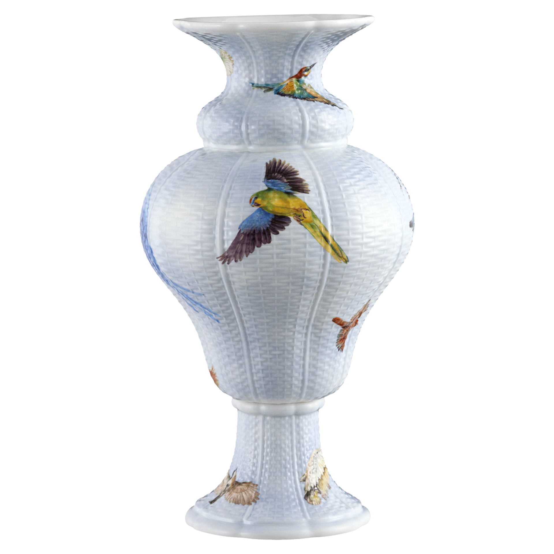 LIMITED MASTERWORKS 2020 BASKET-WEAVE VASE, "FLOCK OF BIRDS"