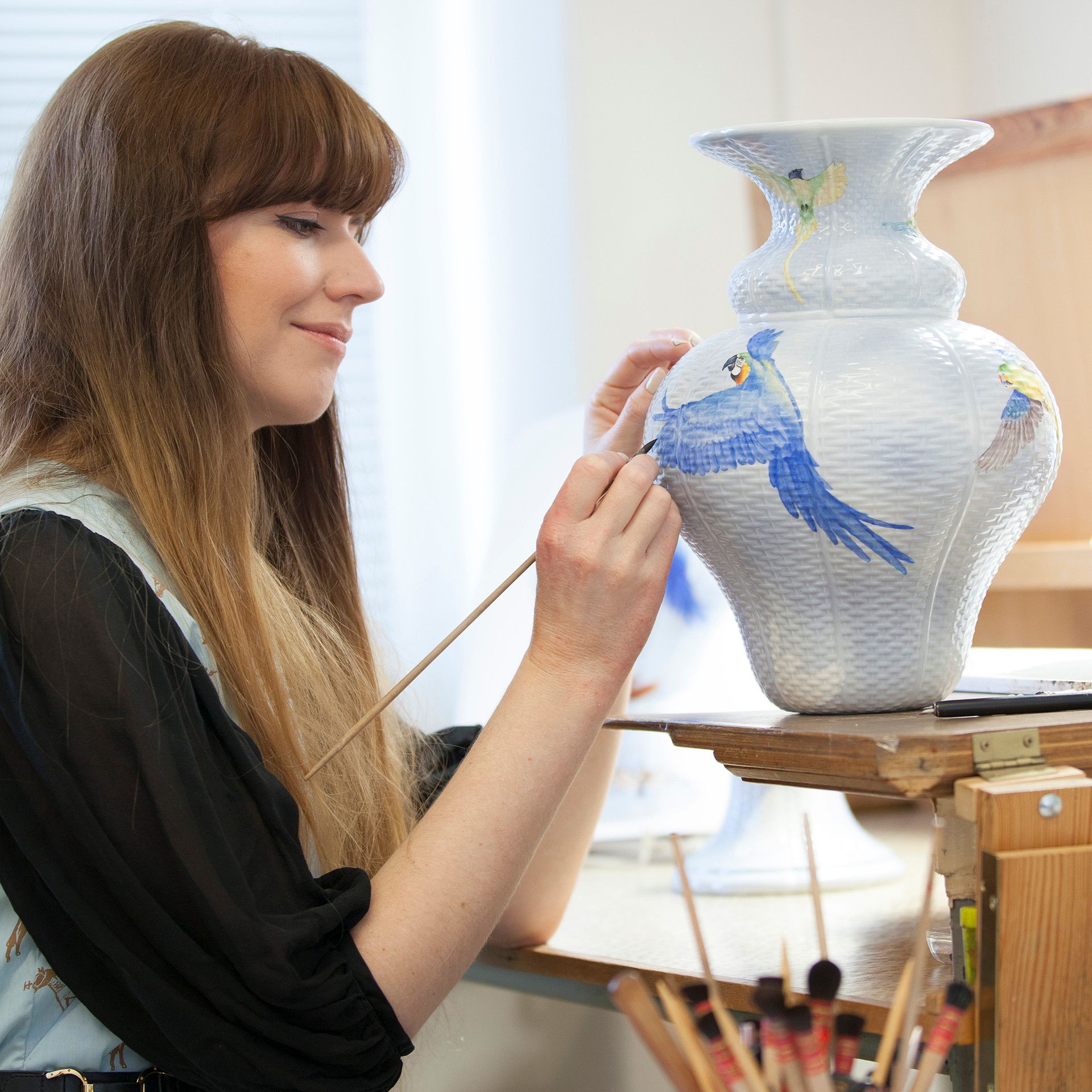 LIMITED MASTERWORKS 2020 BASKET-WEAVE VASE, "FLOCK OF BIRDS"