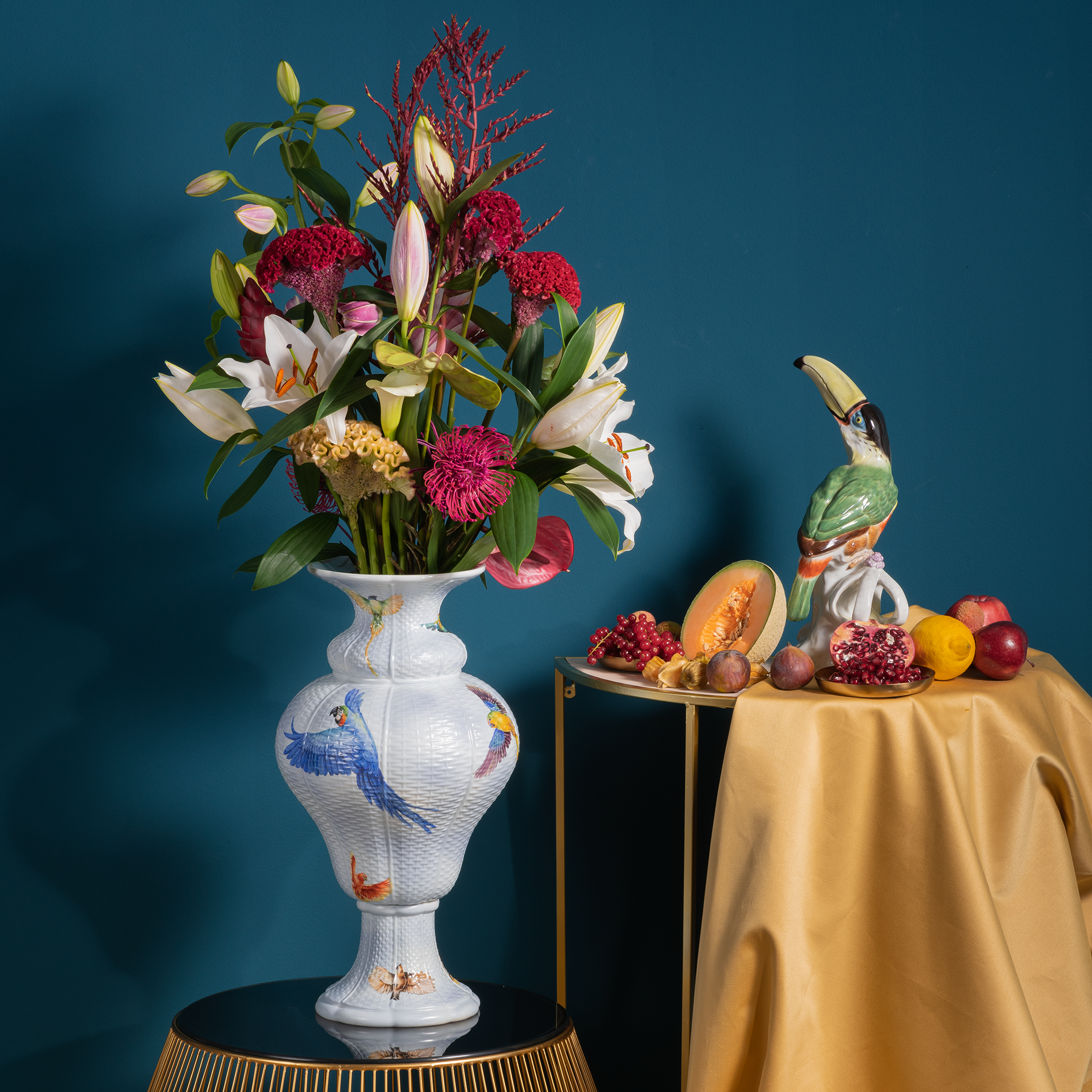 LIMITED MASTERWORKS 2020 BASKET-WEAVE VASE, "FLOCK OF BIRDS"