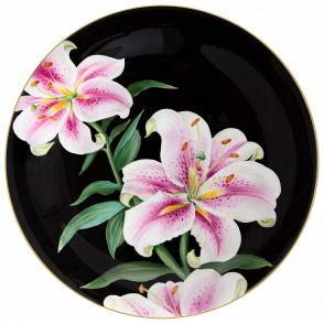 보라색 백합 장식 접시