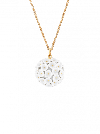 1739 ROYAL BLOSSOM PEDANT SNOWBALL BLOSSOM WHITE, BLOSSOM PISTILS GOLD