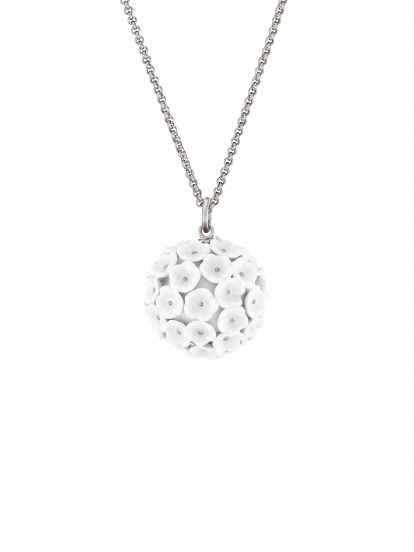 1739 ROYAL BLOSSOM PEDANT SNOWBALL BLOSSOM WHITE, BLOSSOM PISTILS PLATINUM