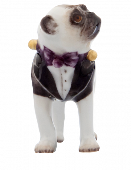 MEISSEN®-PUG PUG WITH TAILCOAT AND BOW TIE