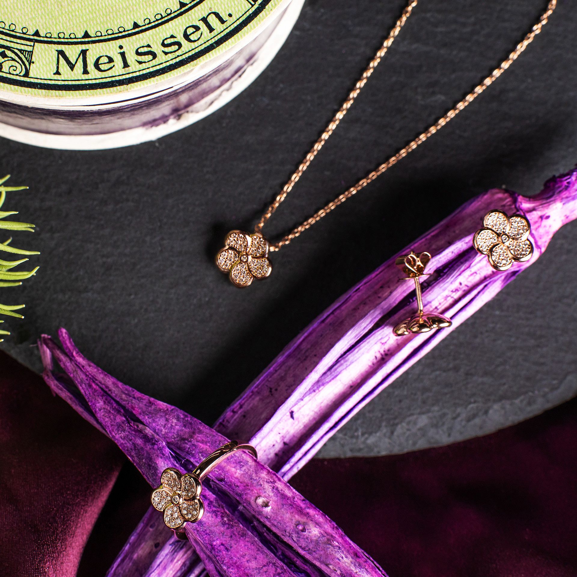 1739  페이브 귀걸이 (로즈골드)