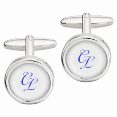 CUFFLINKS MONOGRAM MIT 2 LETTERS IN COBALT BLUE