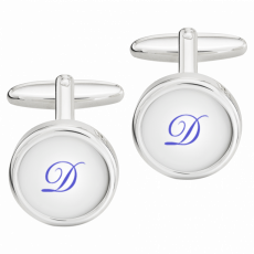 CUFFLINKS MONOGRAM WITH 1 LETTER IN COBALT BLUE
