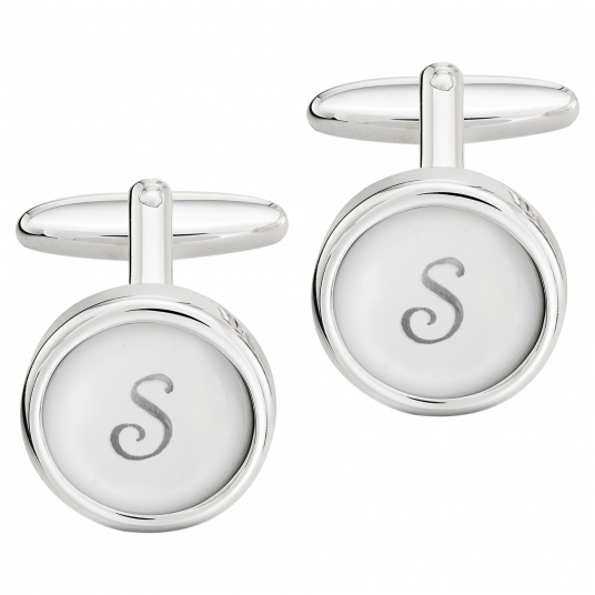 CUFFLINKS MONOGRAM WITH 1 LETTER IN PLATINUM