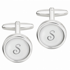 CUFFLINKS MONOGRAM WITH 1 LETTER IN PLATINUM